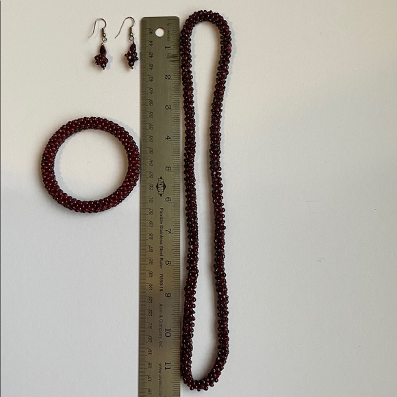 Vintage Garnet Rope Necklace, Bracelet and Earrings (Set) - Picture 6 of 6